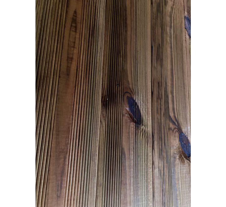 Paquet de 5 lames terrasse pin marron striées 27x145mm 5,10m